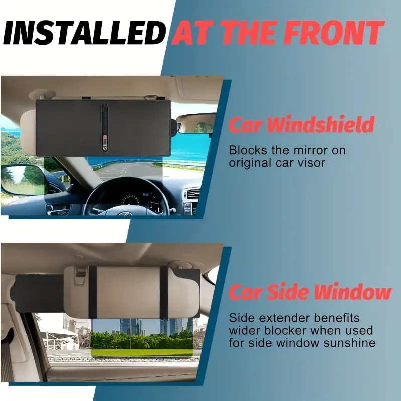 car sunshades polarized sun visor for car with zipper slider   uv400 car sun visor extension with pc lens and side sunshade anti glare car visor for   uv filtering protection details 4