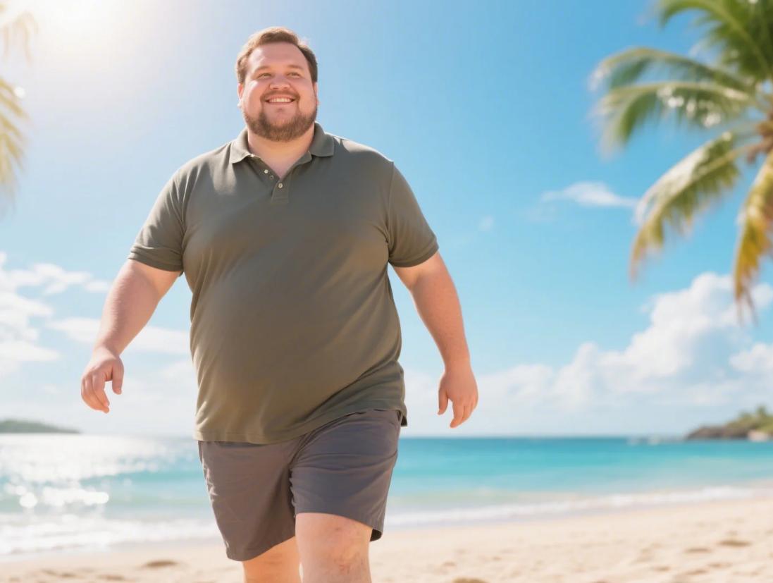 A man traveling in his big and tall 2-piece sets