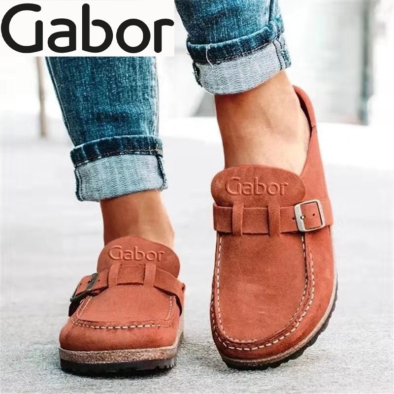 Gabor® new women's leather semi-slip sandals, Round toe low heel shoes