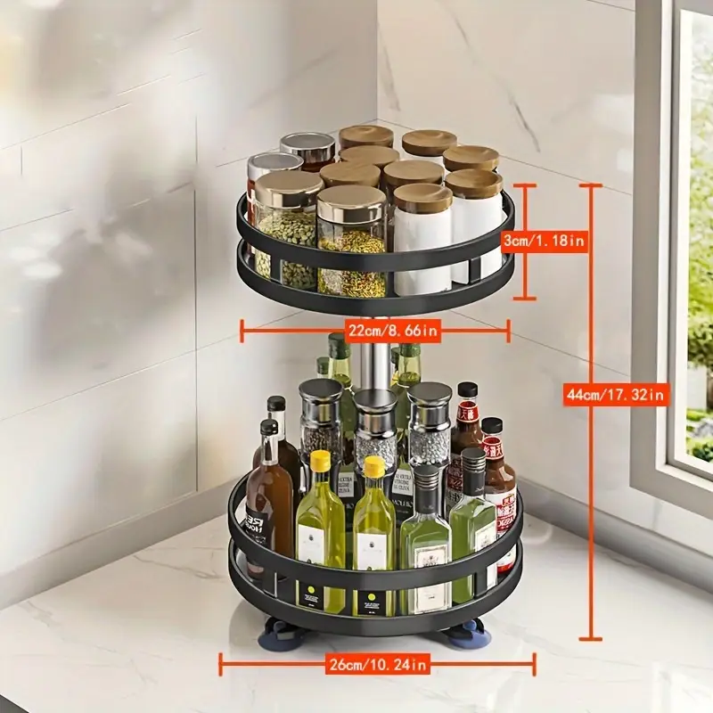 rotatable   kitchen storage rack seasoning storage storage rack storage   salt sauce vinegar spice jar rack details 0