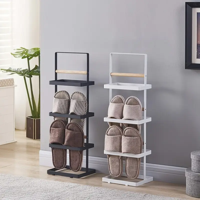   stackable multi layer shoe rack   black   entryway closet garage bedroom storage details 1