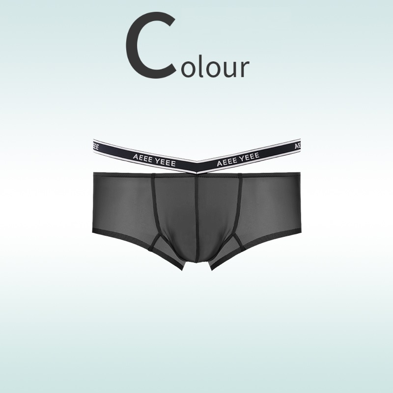 Sexy ice silk transparent nude ultra-thin breathable boxer briefs