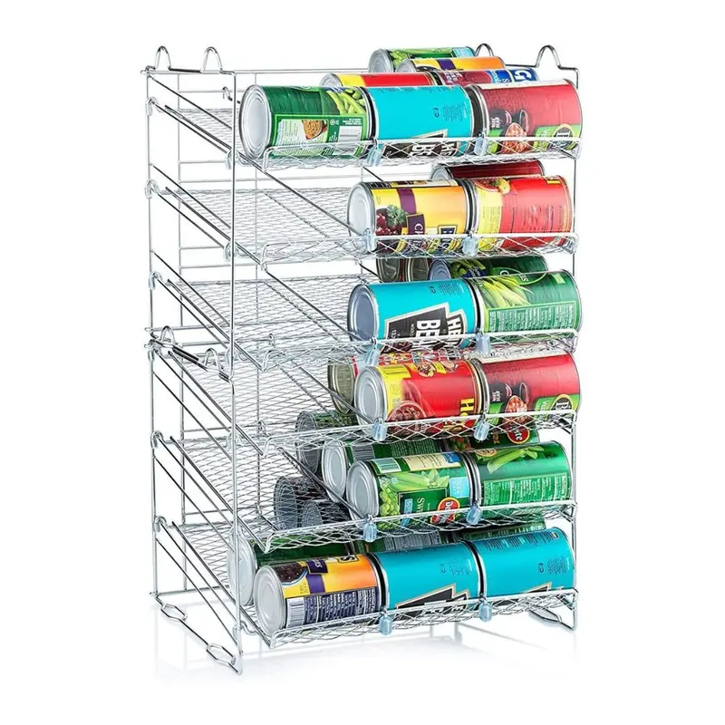  stackable pantry can organizer 3 tier soda can organizer multifunctional chrome   can rack organizer for up to 36 cans for pantry kitchen cabinet countertop under sink 17x13x13 details 1