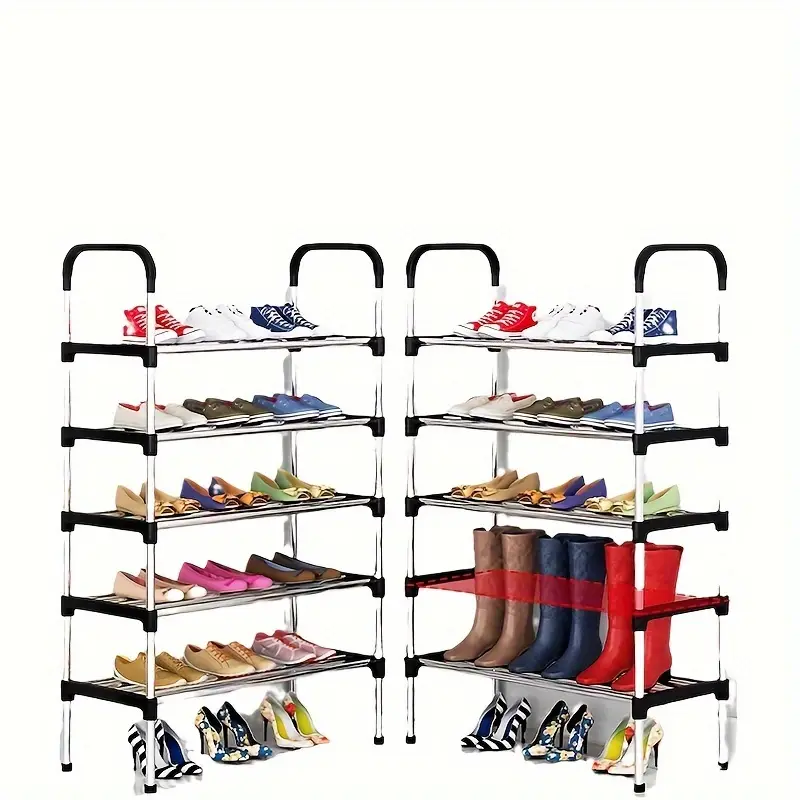 1pc freestanding galvanized steel pipe shoe rack multi layer space saving design for home office entryway storage easy assembly no tools required rental property storage spacesaving rack   metal rack shoe storage organizer details 5