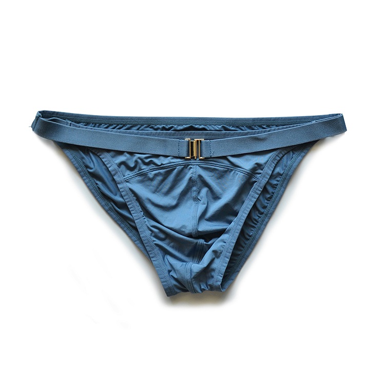 Men's Low-Rise Sexy Metal Button Solid Color Breathable Briefs