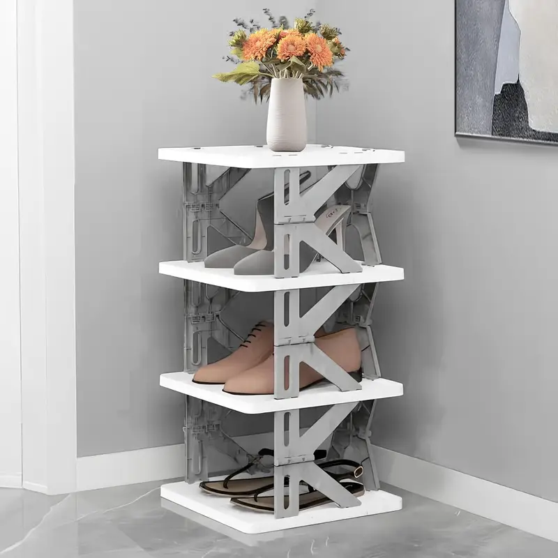space saving 3 4 5 6 tier foldable shoe rack organizer no plastic to 20kg bedroom entryway closet living room hallway white details 0