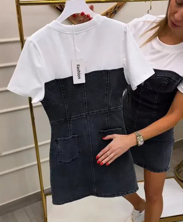 🌟Women's Round Neck Denim Skirt