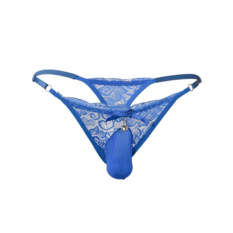 Men's Low Rise Adjustable Waist Sexy Lace Fashion Thong Seamless Breathable T-Pants