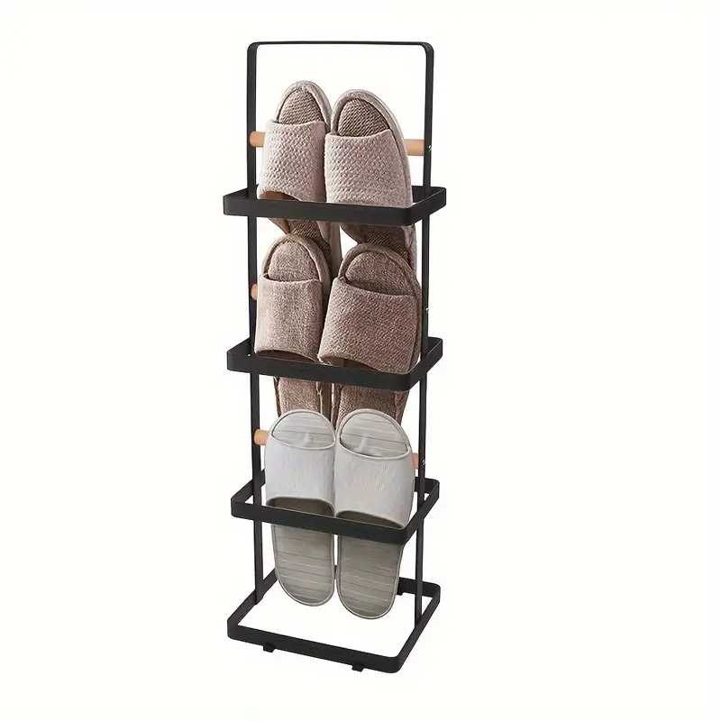   stackable multi layer shoe rack   black   entryway closet garage bedroom storage details 4