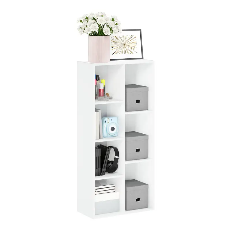   5 cube reversible open shelf white multi purpose storage organizer   shelf home office bookshelf display stands details 5