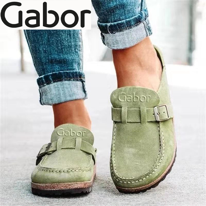 Gabor® new women's leather semi-slip sandals, Round toe low heel shoes