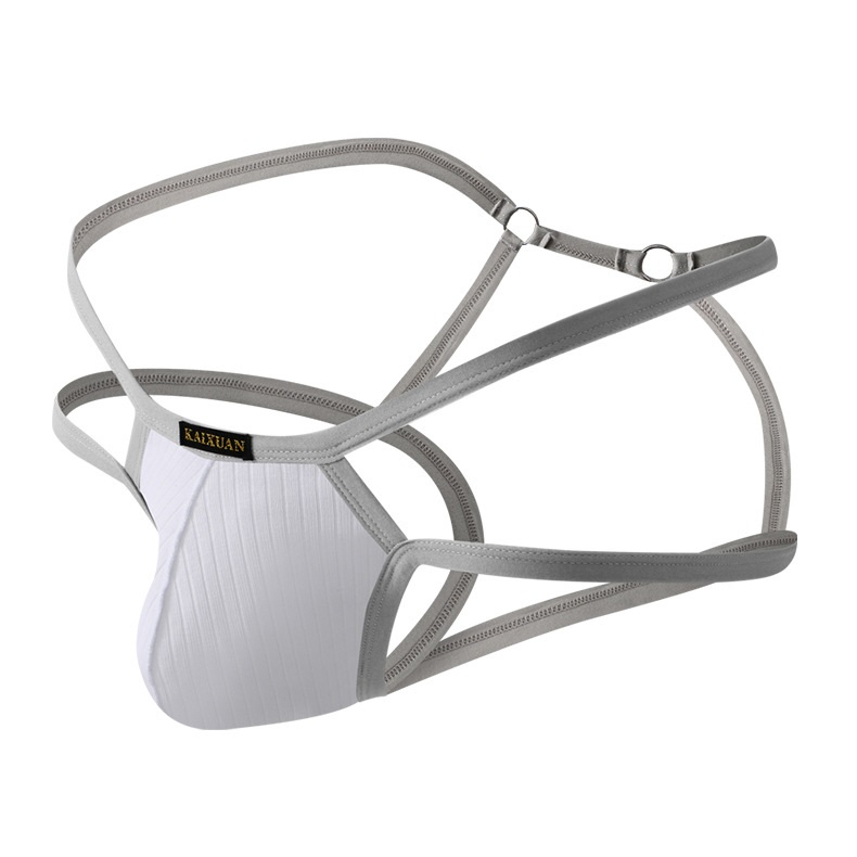 Men's Sexy Large Pouch Cotton Hollow Thong