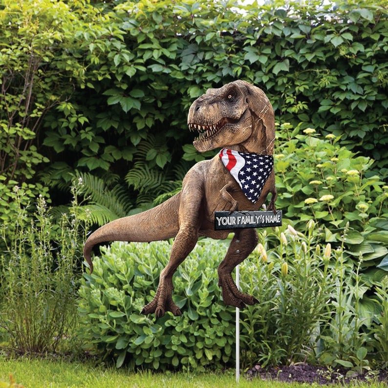 Tyrannosaurus rex Garden Sculpture - metal sign metal garden art