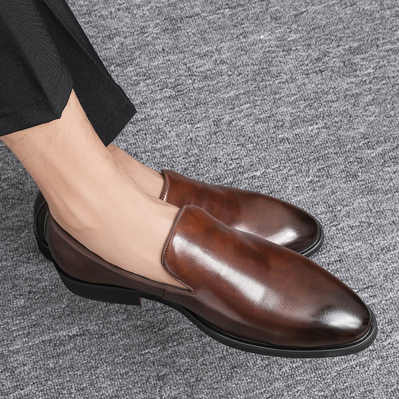 Tegooe The Rossi - Red Bottom Classic Leather Loafers for Men