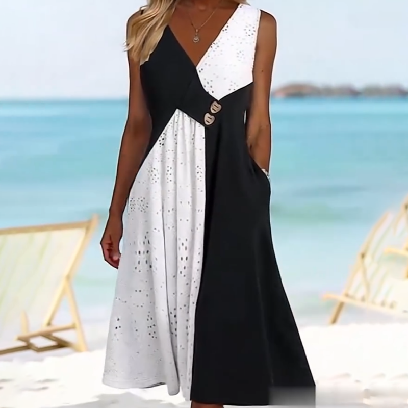 👗 Elegant and fashionable women's patchwork dress
