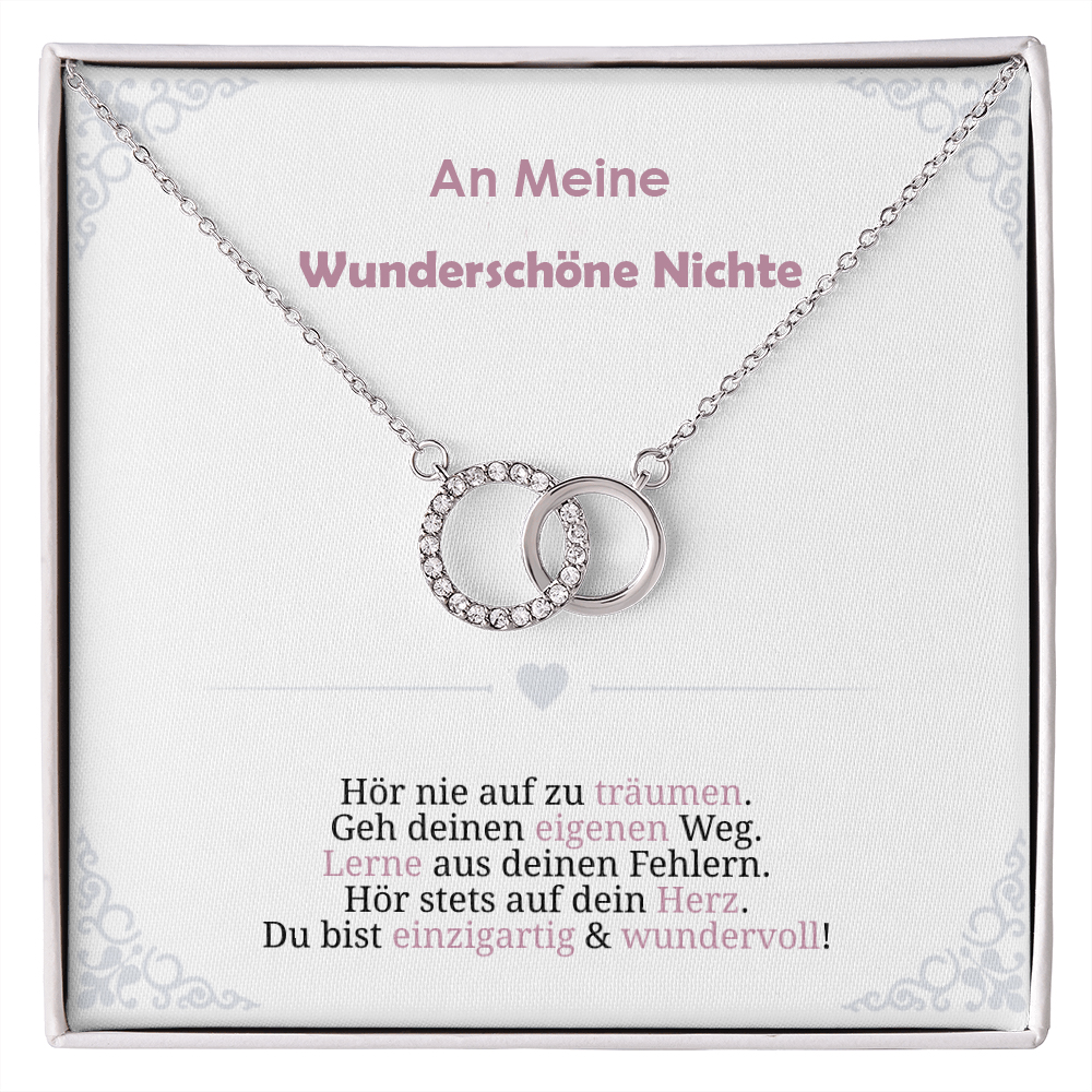 S925 Silber Verschlungene Kreise Halskette-An Meine Wunderschöne Nichte-Geschenk mit Nachrichtenkarte