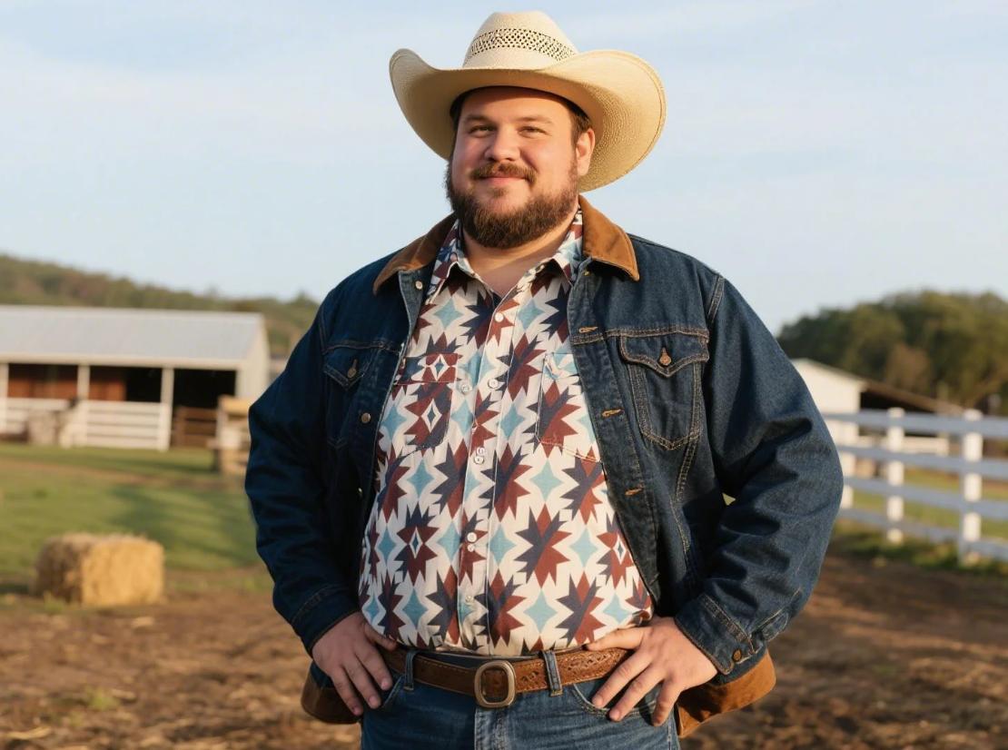 A man layering his Western shirts with jacket