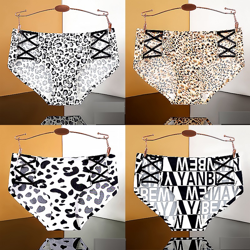 New sexy pure desire large size ice silk leopard print briefs