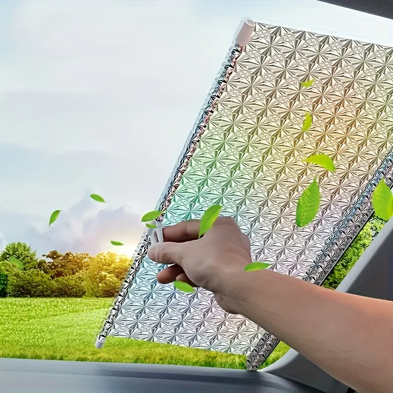 1pc keep   cool protected retractable windshield sunshade with suction cup details 3