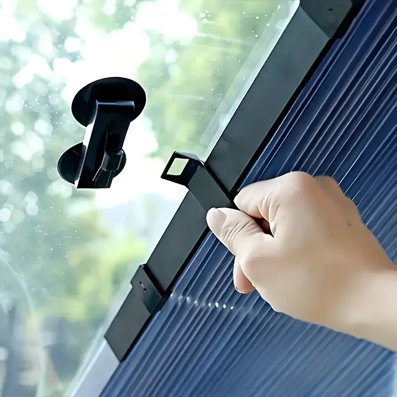 1pc automatic retractable folding sunshade uv resistant heat insulating aluminum material   on installation blackout curtain for front window car sunshade windshield foldable details 4