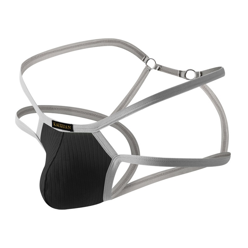 Men's Sexy Large Pouch Cotton Hollow Thong