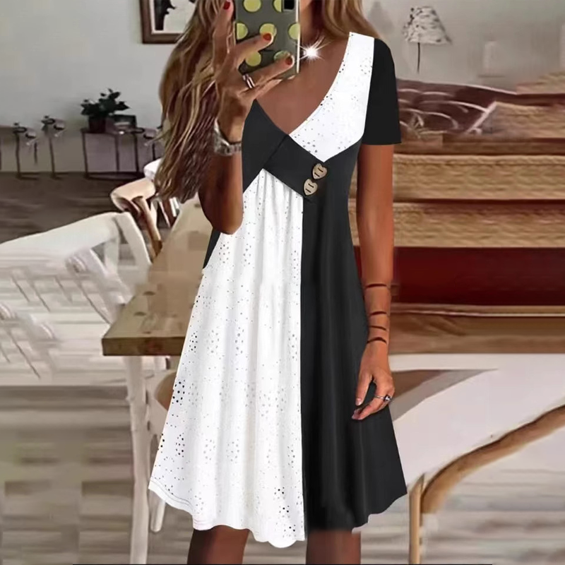 👗 Elegant and fashionable women's patchwork dress