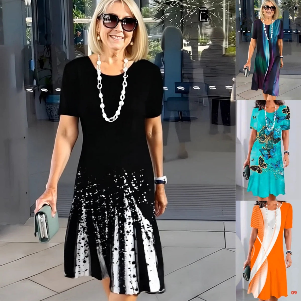 Printed Pleated Dress