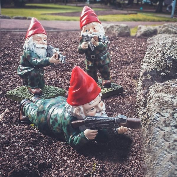 Amusing Army Garden Gnome Statue Set of 3