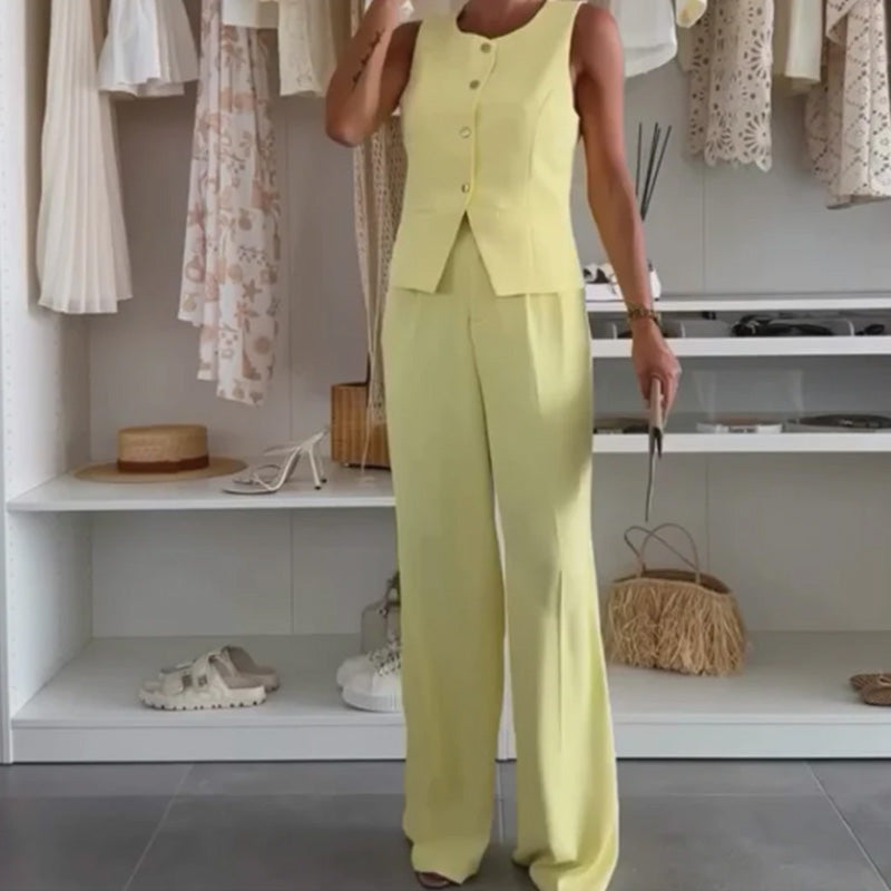 Women's sleeveless top and long pants