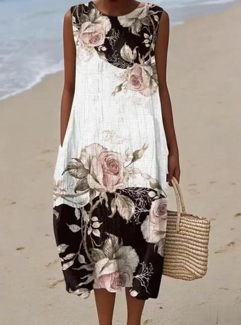 Women's Casual  Print Round Neck Sleeveless Dress