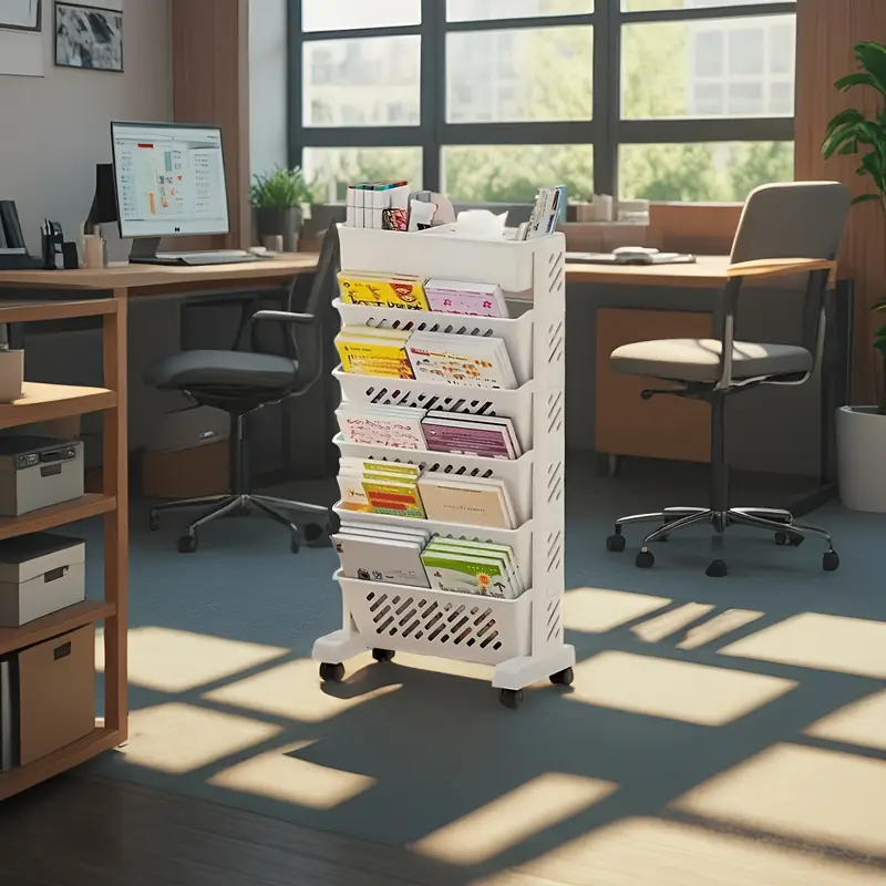 office and home portable simple bookshelf floor standing   rack book storage rack cart desk side storage rack suitable for books tablets classroom office and home document storage details 5