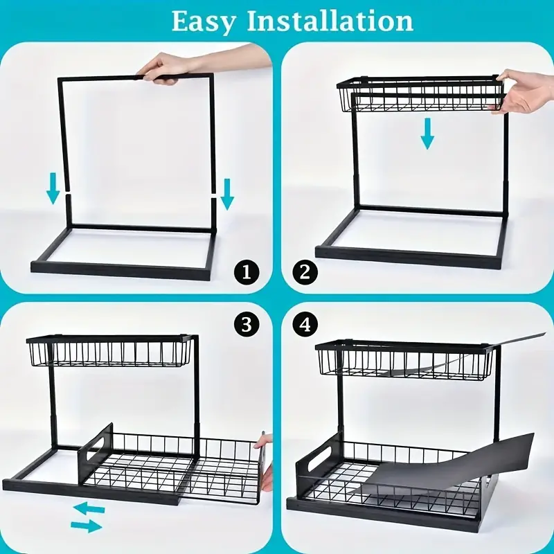 under sink organizer pull out cabinet organizer 2 tier slide out sink shelf cabinet storage shelves under sink storage for kitchen bathroom cabinet details 8