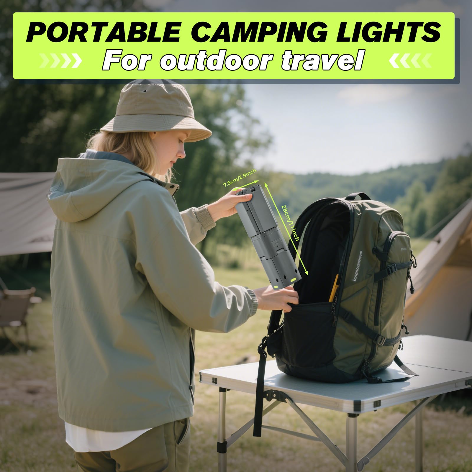 Saker Telescopic Rechargeable Camping Lantern 14000mAh  6000LM, Magnetic, Dimmable, IPX5 Waterproof