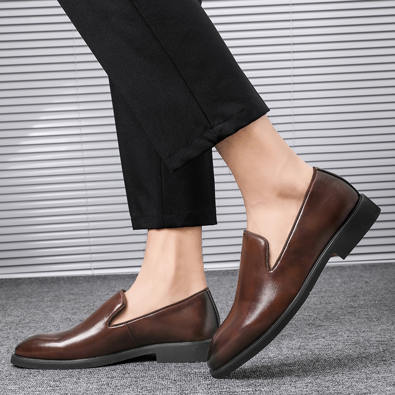 Tegooe The Rossi - Red Bottom Classic Leather Loafers for Men