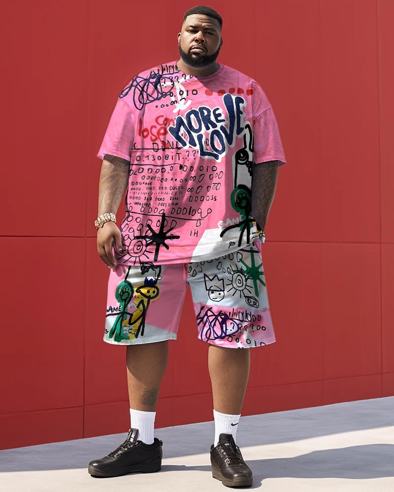 Large size men's graffiti t-shirt