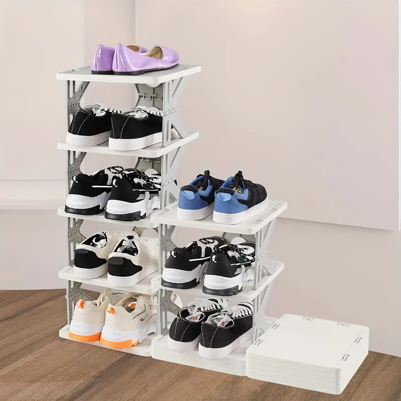 space saving 3 4 5 6 tier foldable shoe rack organizer no plastic to 20kg bedroom entryway closet living room hallway white details 8