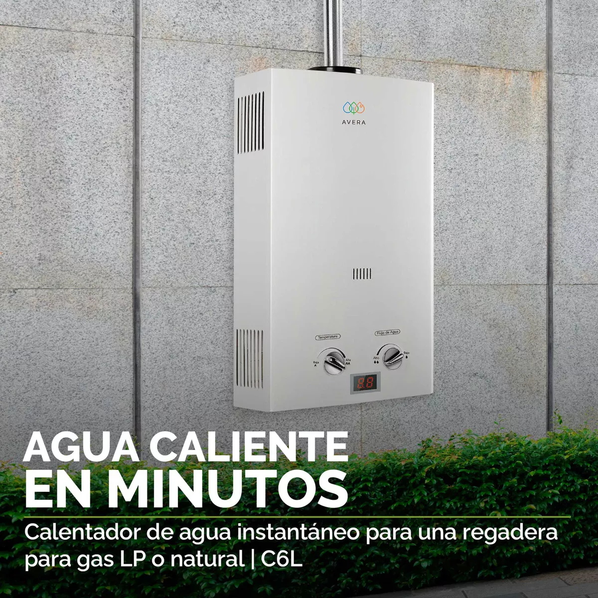 Avera Calentador de agua/ Boiler de paso C6L A gas Blanco GLP