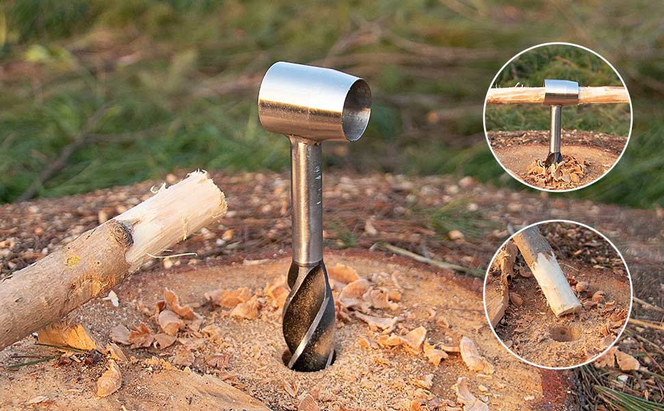 Survival Tool For Bushcraft Specific Residents Bushcraft Gear Tool Manual  Auger Drill Wood Scottish Eye Wood Drilling Stake And Manual Hole Maker  Machine For Camping Outdoor Hiking - Business, Industry & Science 