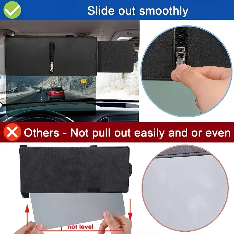 car sunshades polarized sun visor for car with zipper slider   uv400 car sun visor extension with pc lens and side sunshade anti glare car visor for   uv filtering protection details 5