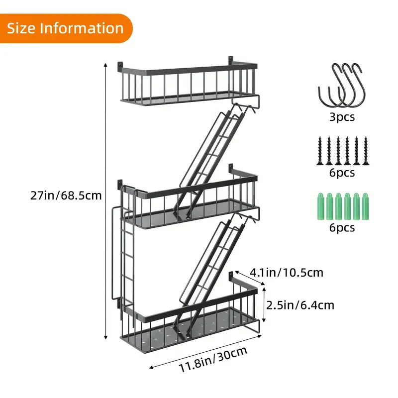 1 set of   staircase shaped storage racks fire escape     metal decorative racks with screwdrivers and screws rusting   for bedrooms home decoration christmas decoration black multiple sizes floating shelves details 3