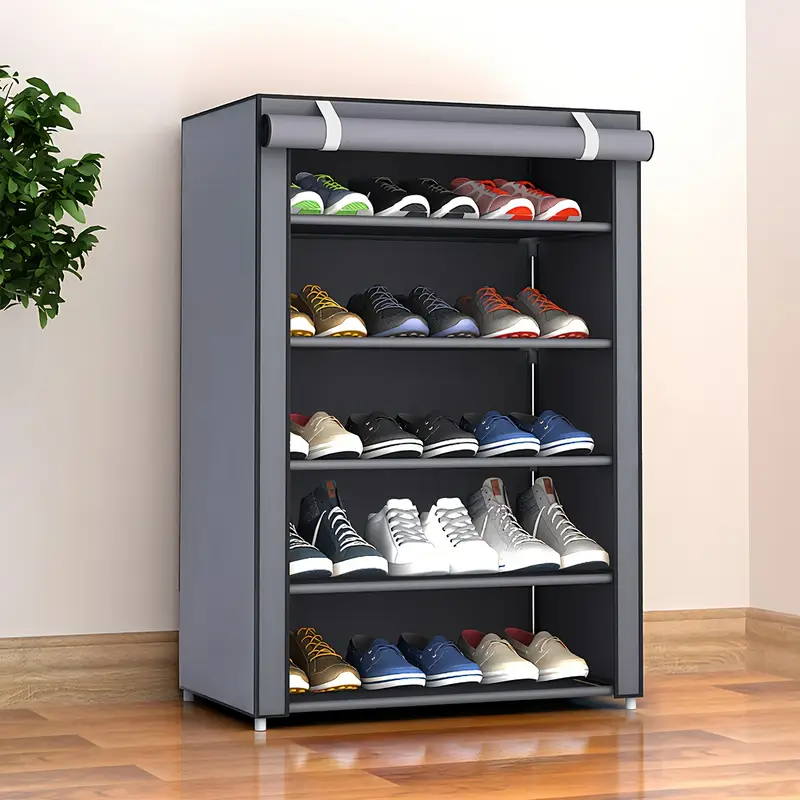 versatile 6 8 10 tier shoe organizer with dustproof cover easy assembly portable storage for 27 35 pairs of sneakers high heels boots ideal for entryway details 2
