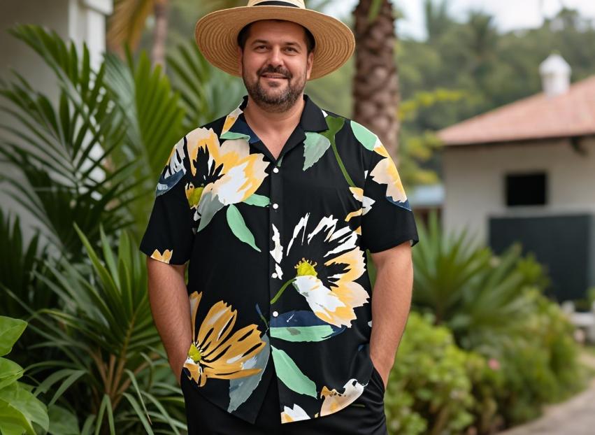 BigTallKings' Hawaiian shirts with black hue