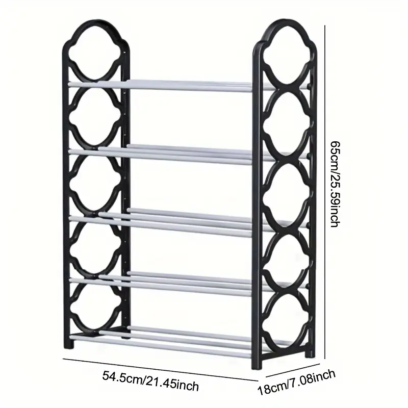 1pc five story simple vertical shoe rack 8 6mm metal steel pipe and thickened plastic side panel toiletries storage rack living room bathroom bedroom     scattered item storage shoe rack   portable details 3