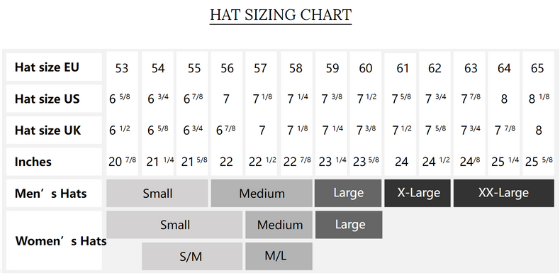 Different hat sizes online