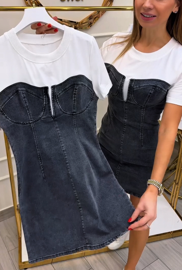 🌟Women's Round Neck Denim Skirt