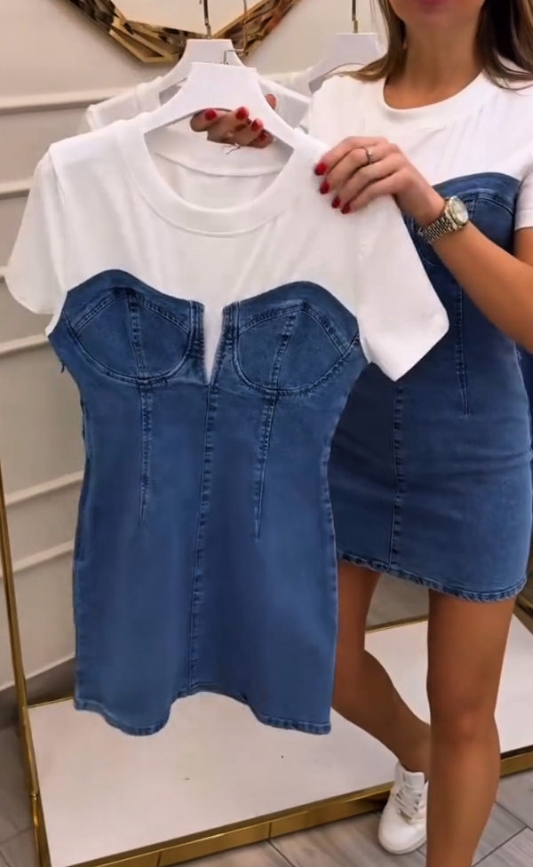 🌟Women's Round Neck Denim Skirt