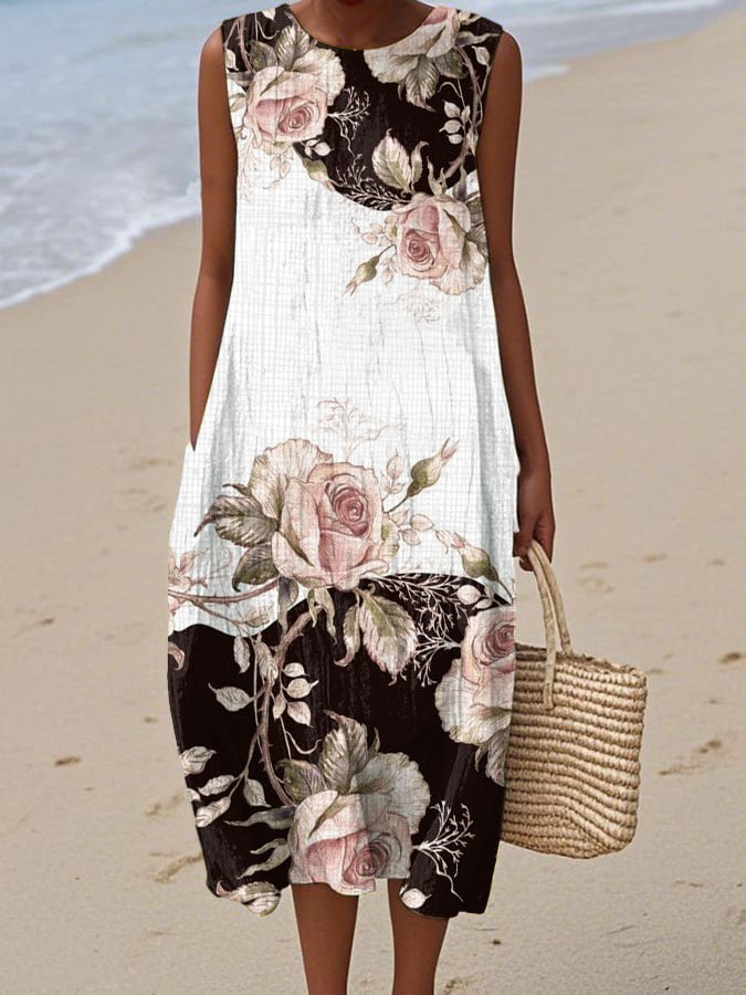 Women's Casual  Print Round Neck Sleeveless Dress