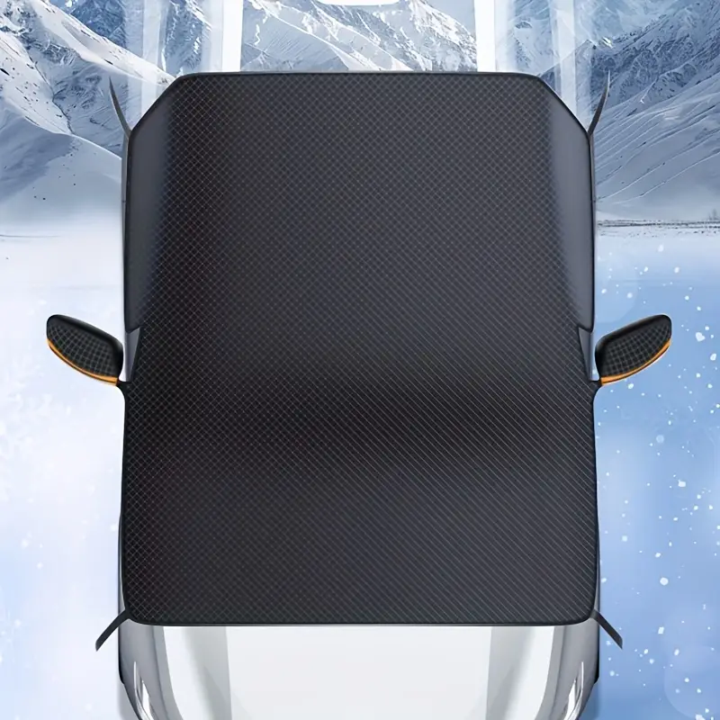 1  car half cover black with orange green accents rainproof sun blocking heat insulating thick polyester front sunshade ideal for   details 3