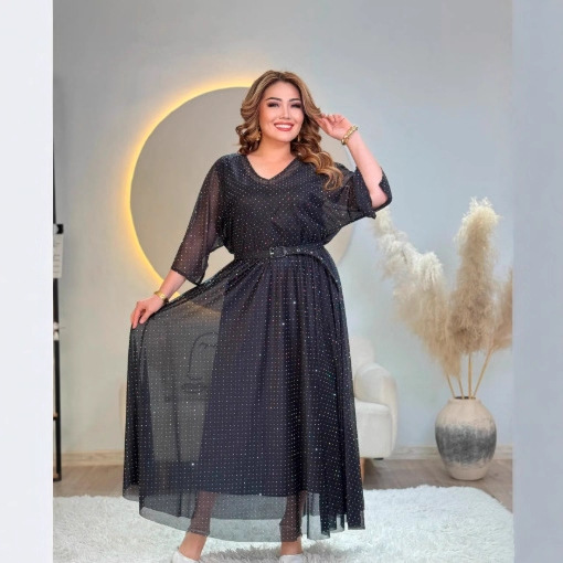Women's V-Neck Solid Color Dress