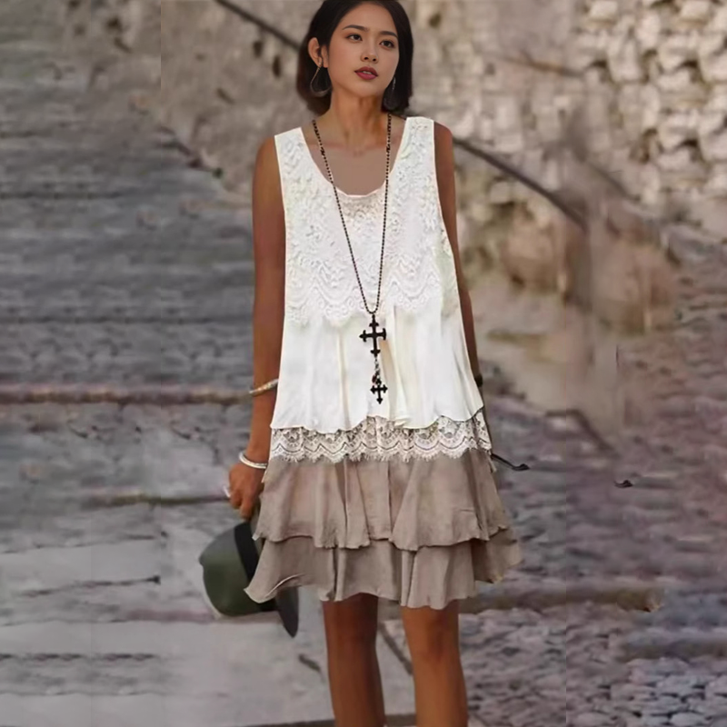 Women's Fashion Sleeveless Patchwork Dress